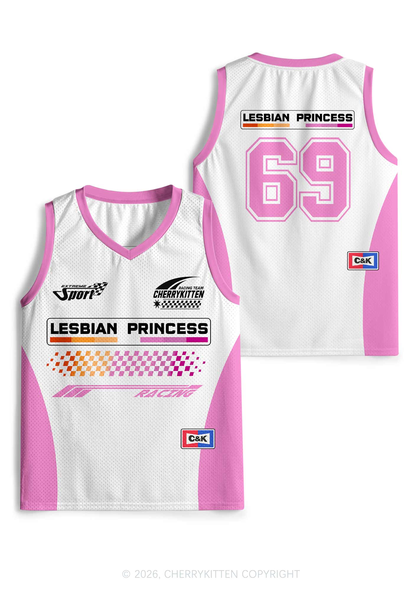 White Lesbian Princess Pride Y2K Sport Jersey Tank Cherrykitten