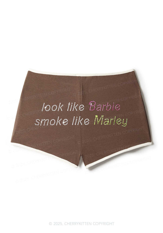 Rhinestone Smoke Like Marley Y2K Booty Shorts Cherrykitten