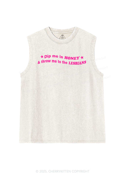 Honey Lesbians Pride Y2K Washed Muscle Tank Cherrykitten