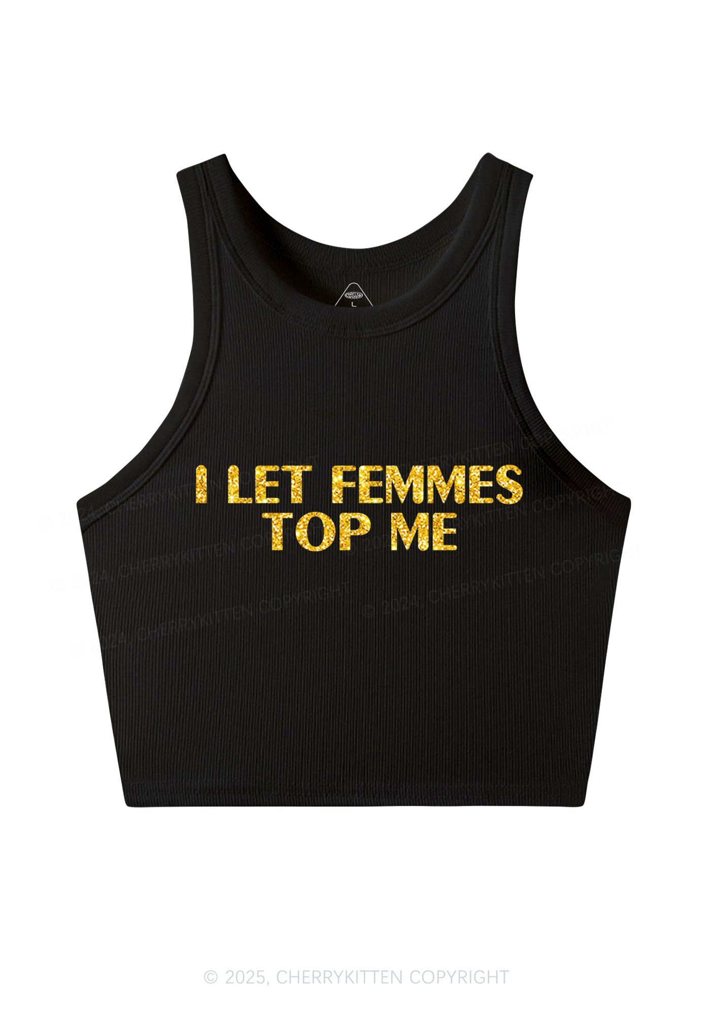Glitter I Let Femmes Top Me Pride Y2K Crop Tank Top Cherrykitten