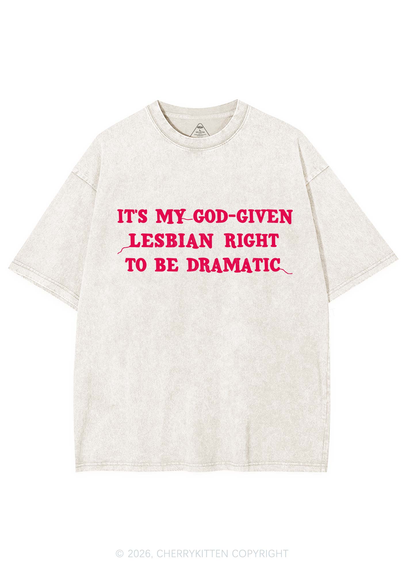 God Given Lesbian Right Pride Y2K Shirts Washed Tee Cherrykitten