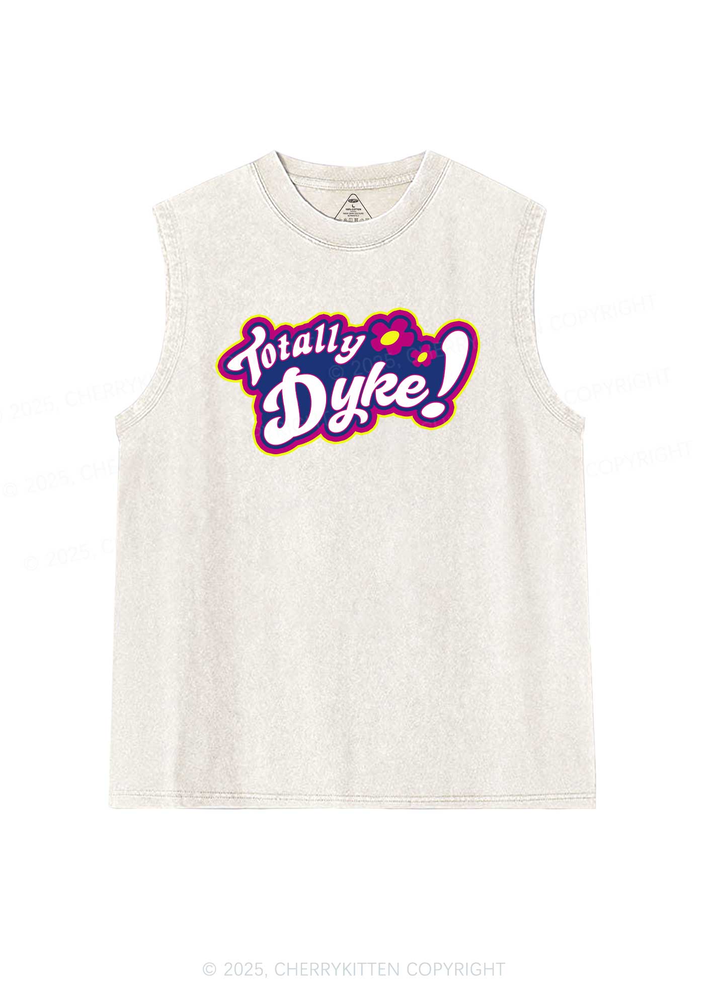 Totally Dyke Pride Y2K Washed Muscle Tank Cherrykitten