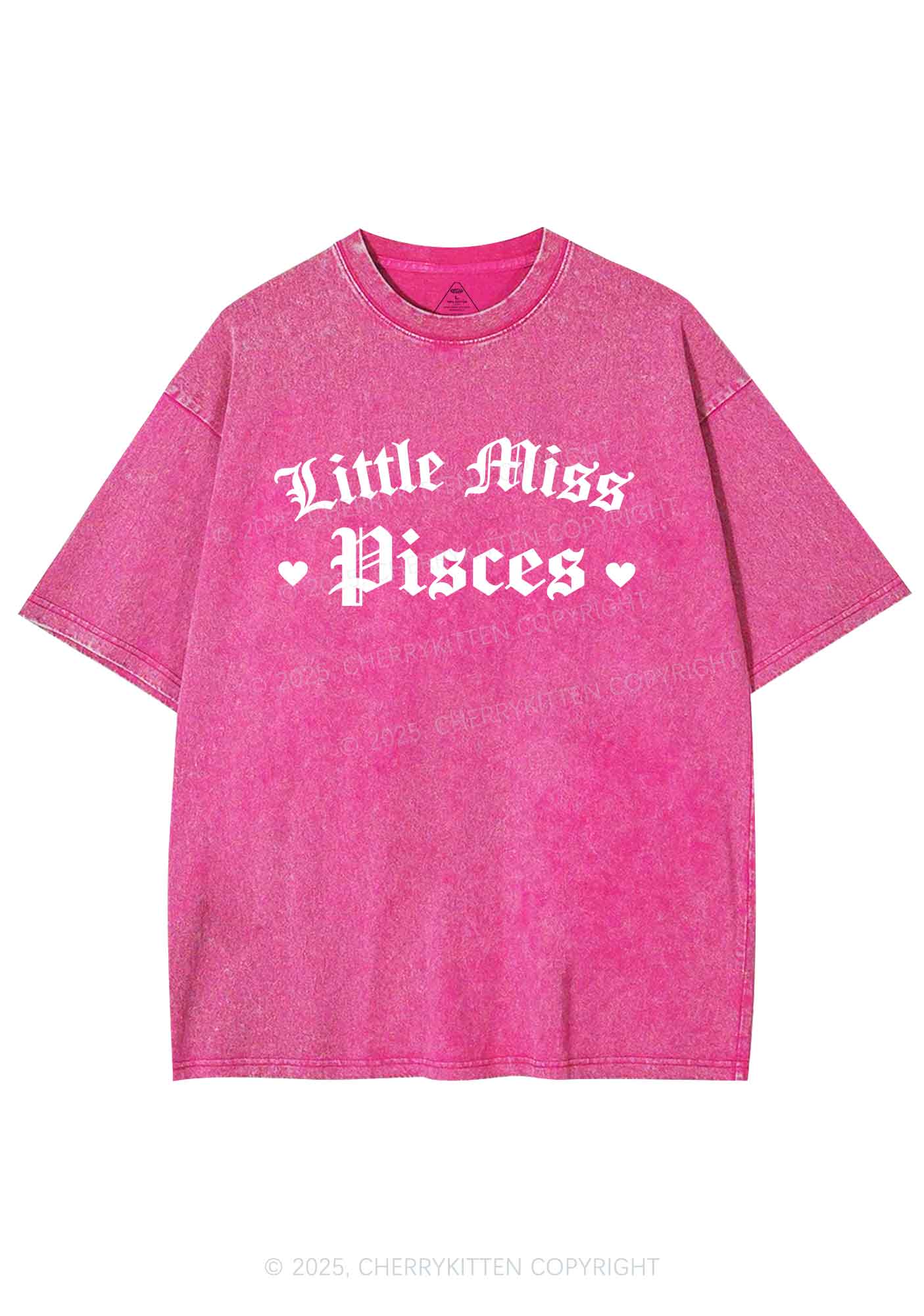 Custom Zodiac Little Miss Y2K Shirts Washed Tee Cherrykitten
