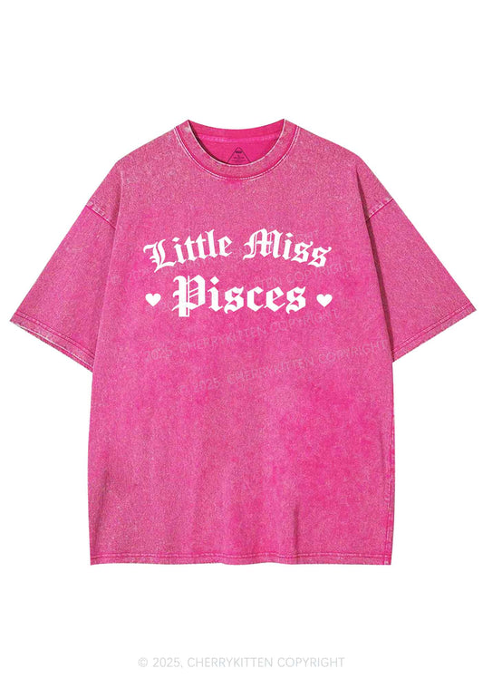 Custom Zodiac Little Miss Y2K Shirts Washed Tee Cherrykitten