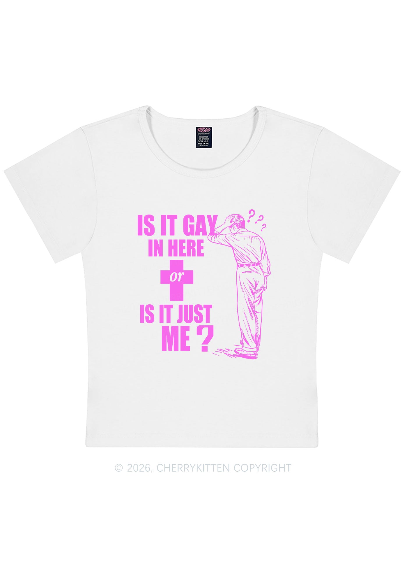 Is It Gay In Here Pride Y2K Baby Tee Cherrykitten