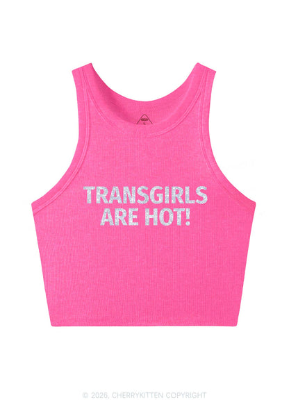 Glitter Transgirls Are Hot Pride Y2K Crop Tank Top Cherrykitten
