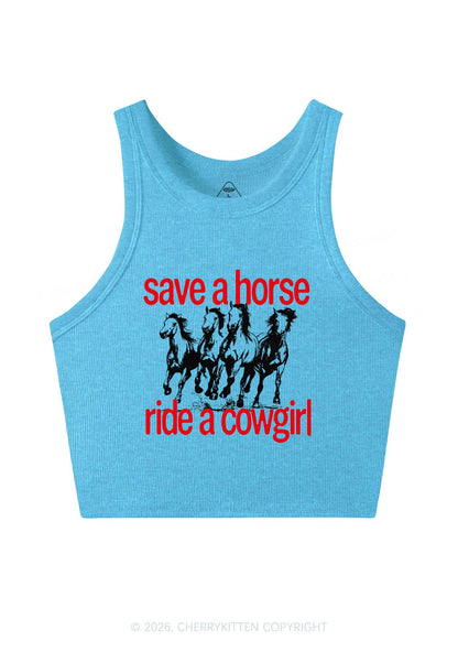 Four Horses Cowgirl Pride Y2K Crop Tank Top Cherrykitten