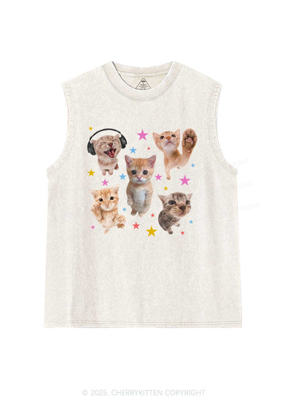 Adorable Cats Y2K Washed Muscle Tank Cherrykitten