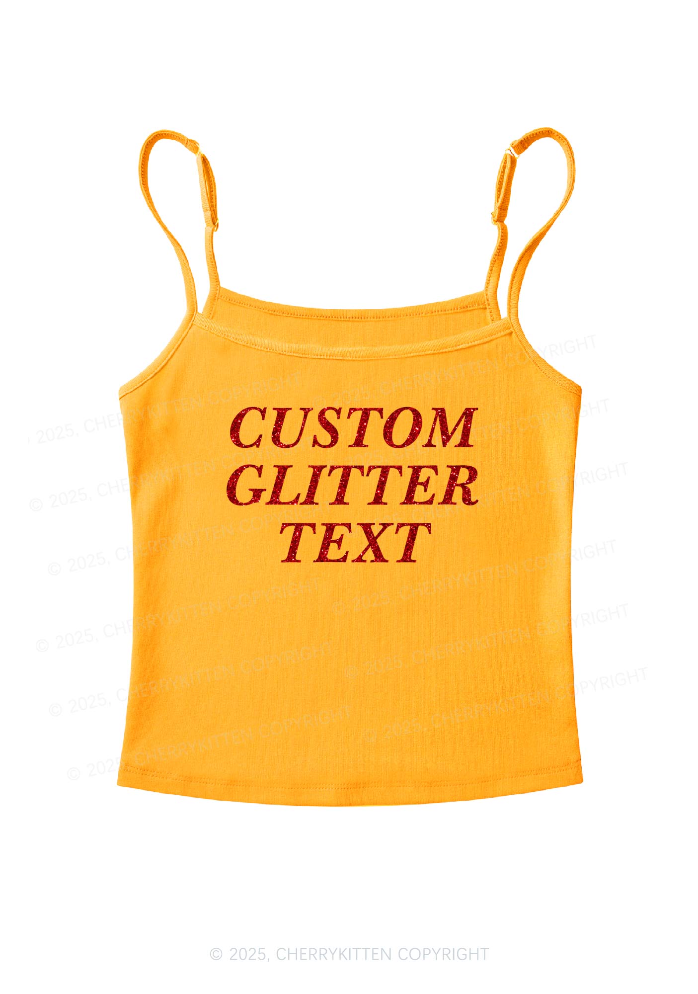 Custom Text Glitter Y2K Spaghetti Strap Cami Cherrykitten