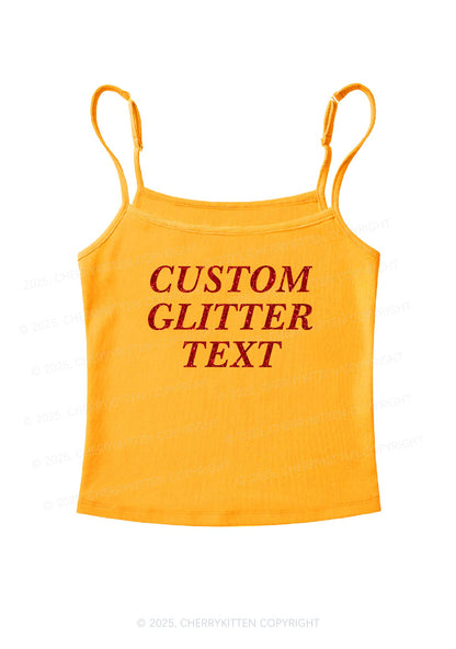 Custom Text Glitter Y2K Spaghetti Strap Cami Cherrykitten