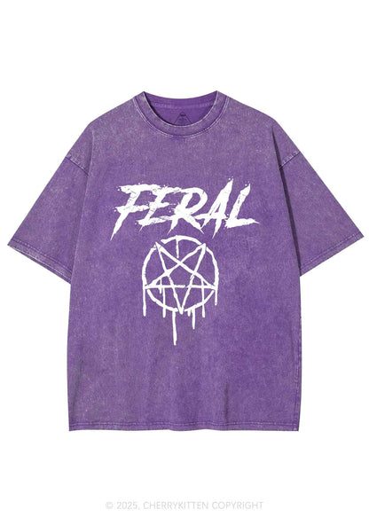 Halloween Feral Y2K Shirts Washed Tee Cherrykitten