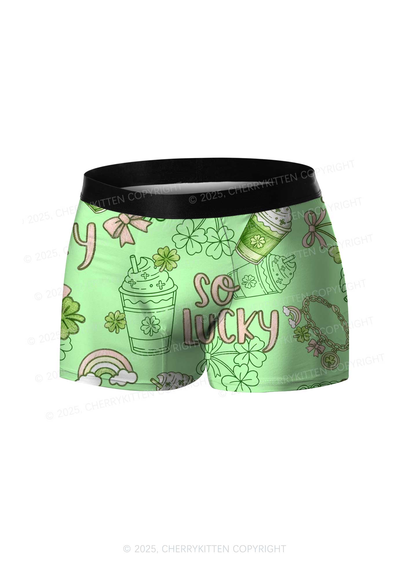 So Lucky Vibes St Patricks Y2K Print Men Boxer Briefs Cherrykitten