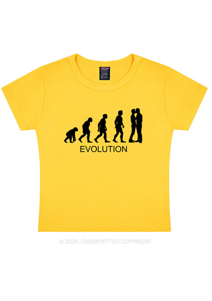 Gay Evolution Pride Y2K Baby Tee Cherrykitten