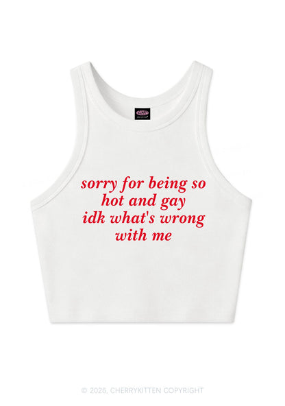 Sorry For Being Gay Pride Y2K Crop Tank Top Cherrykitten