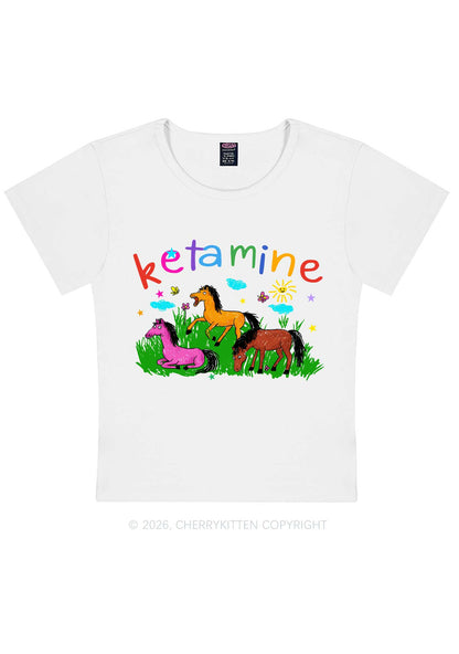 Rainbow K Pony Y2K Baby Tee Cherrykitten