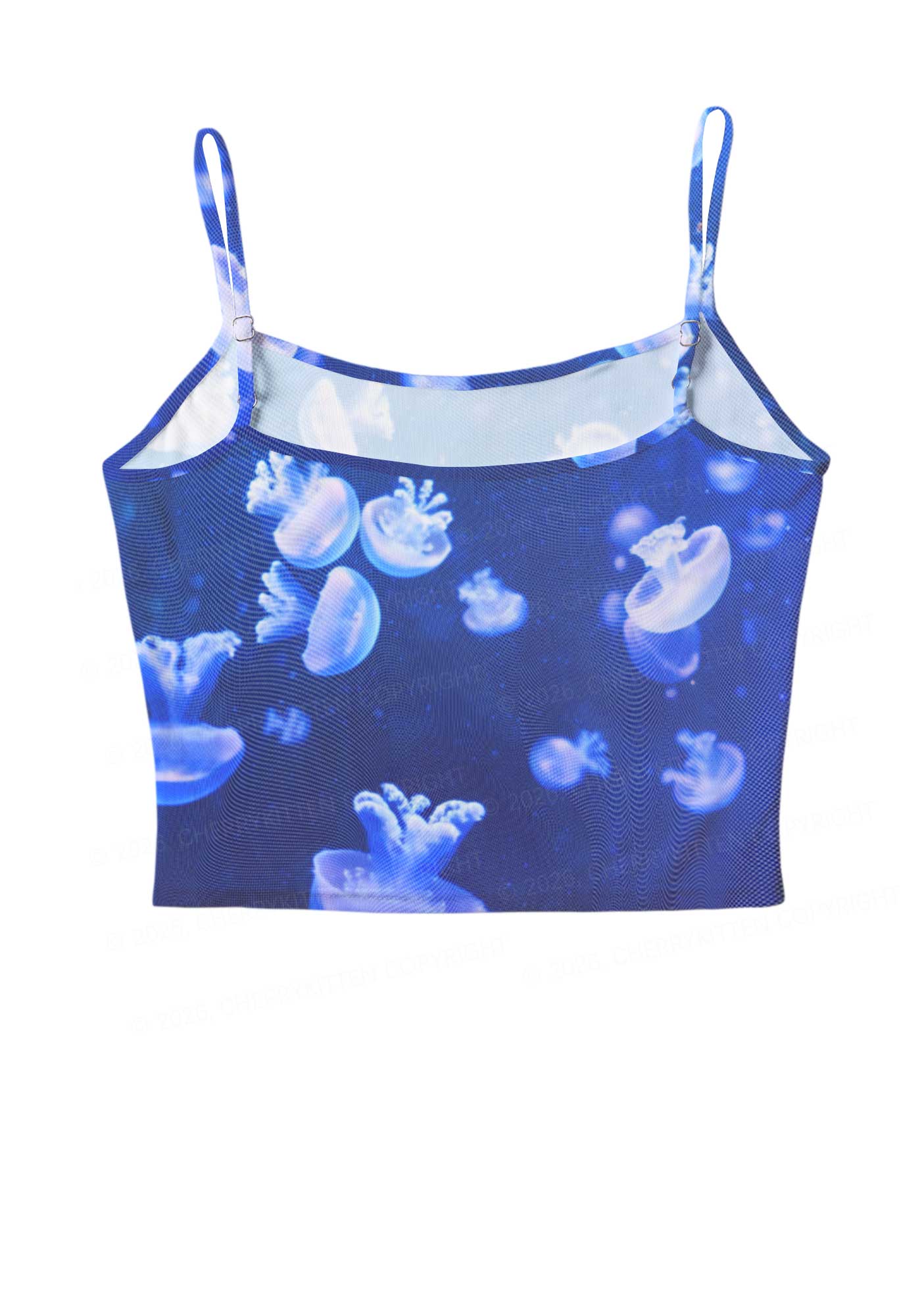 Deep Sea White Jellyfish Y2K Mesh Cami Tank Cherrykitten