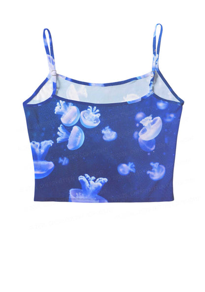 Deep Sea White Jellyfish Y2K Mesh Cami Tank Cherrykitten