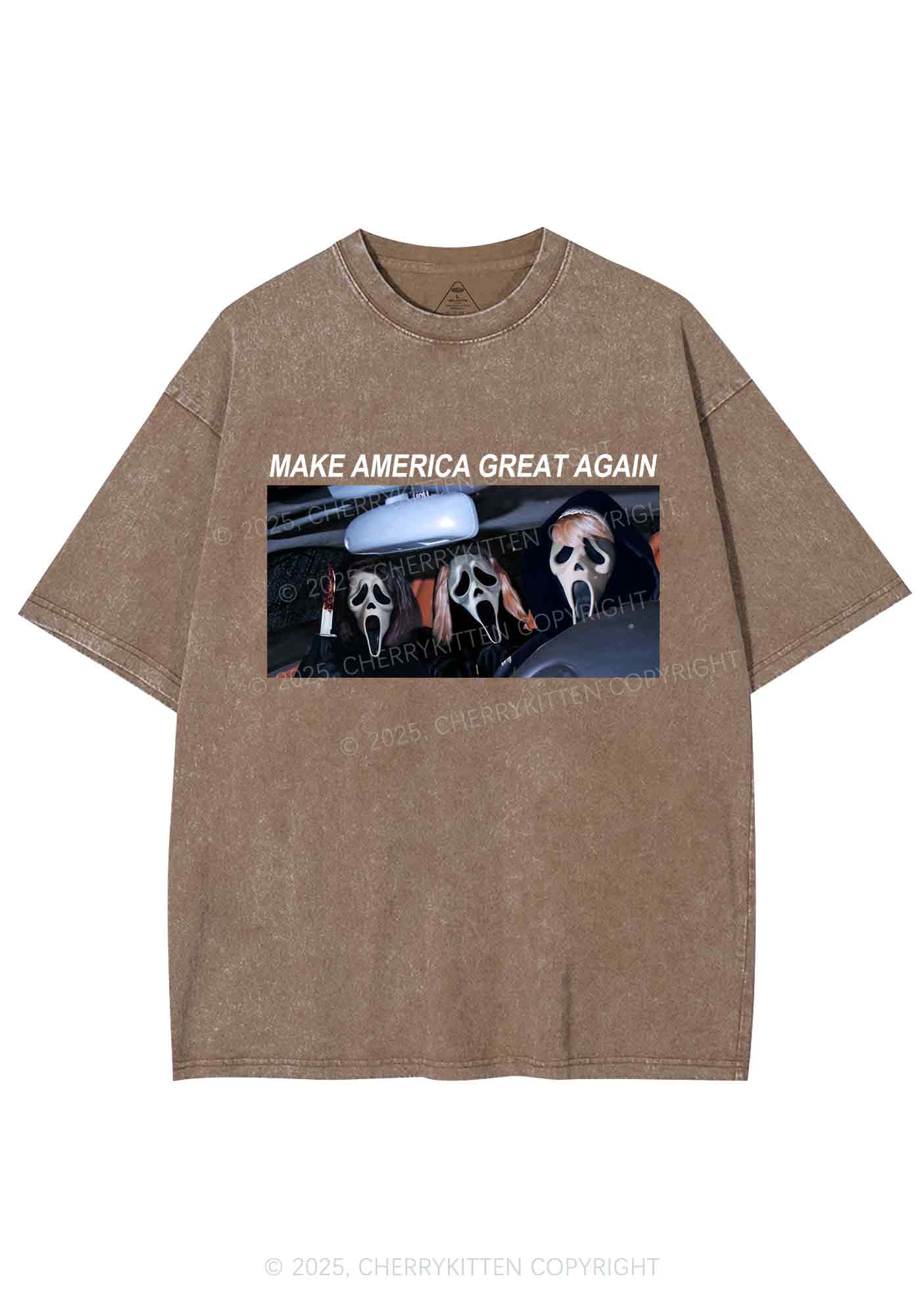 Halloween Ghost Make America Great Again Y2K Shirts Washed Tee Cherrykitten