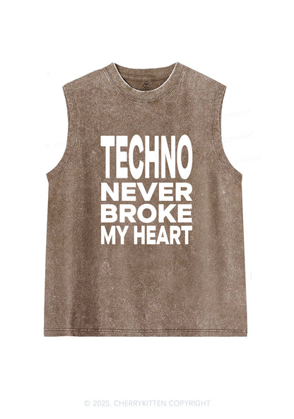 Techno Heart Y2K Washed Muscle Tank Cherrykitten