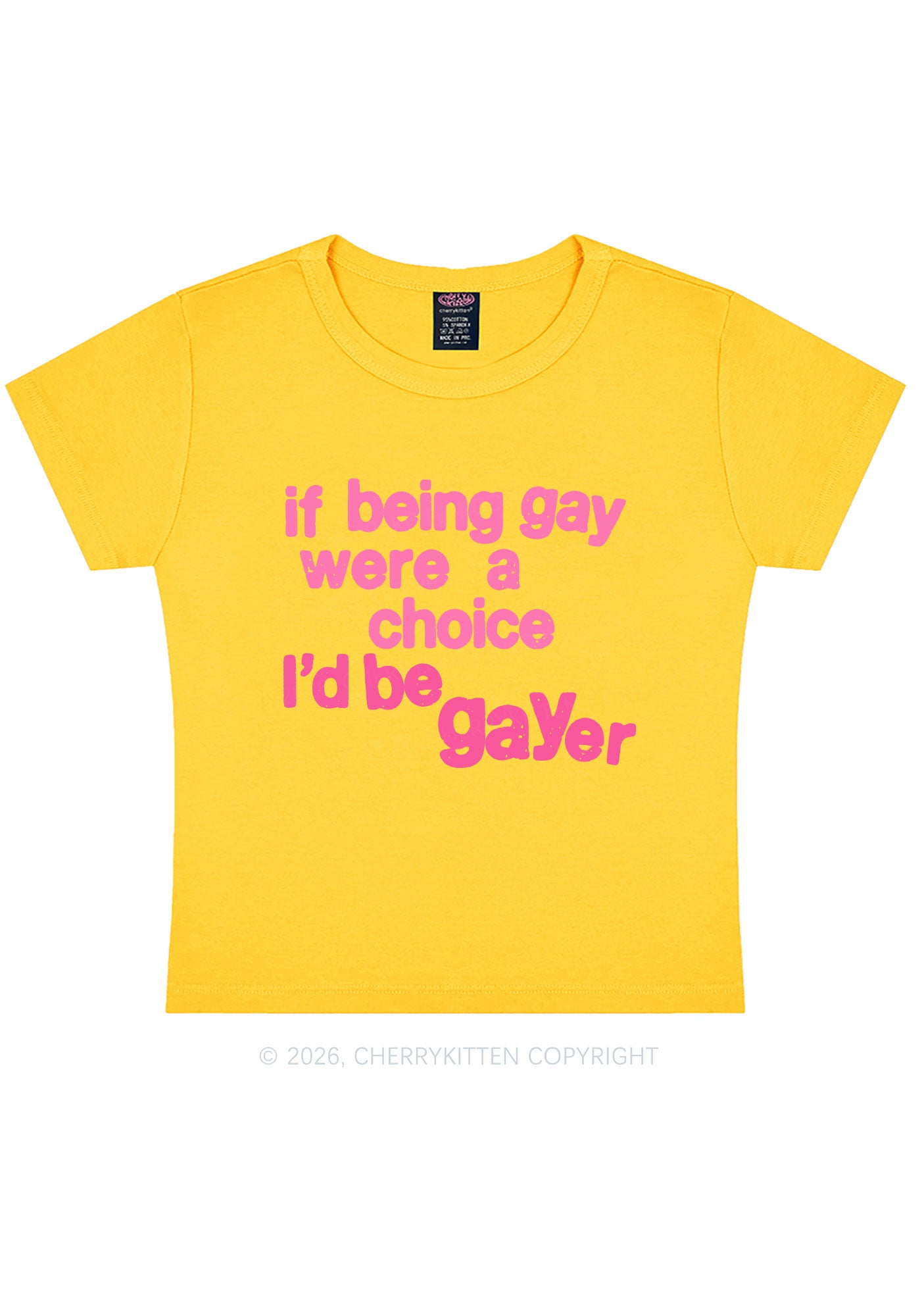 I Would Be Gayer Pride Y2K Baby Tee Cherrykitten