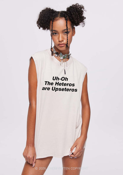 The Heteros Are Upseteros Pride Y2K Washed Muscle Tank Cherrykitten