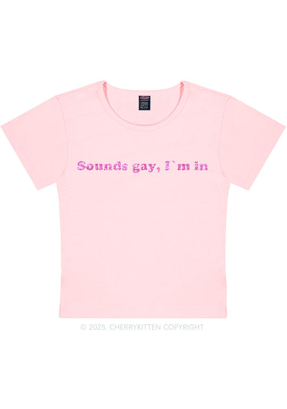Glitter Sounds Gay Pride Y2K Baby Tee Cherrykitten