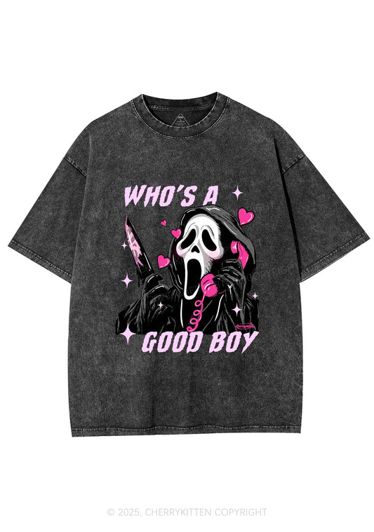 Halloween Ghost Good Boy Y2K Shirts Washed Tee Cherrykitten