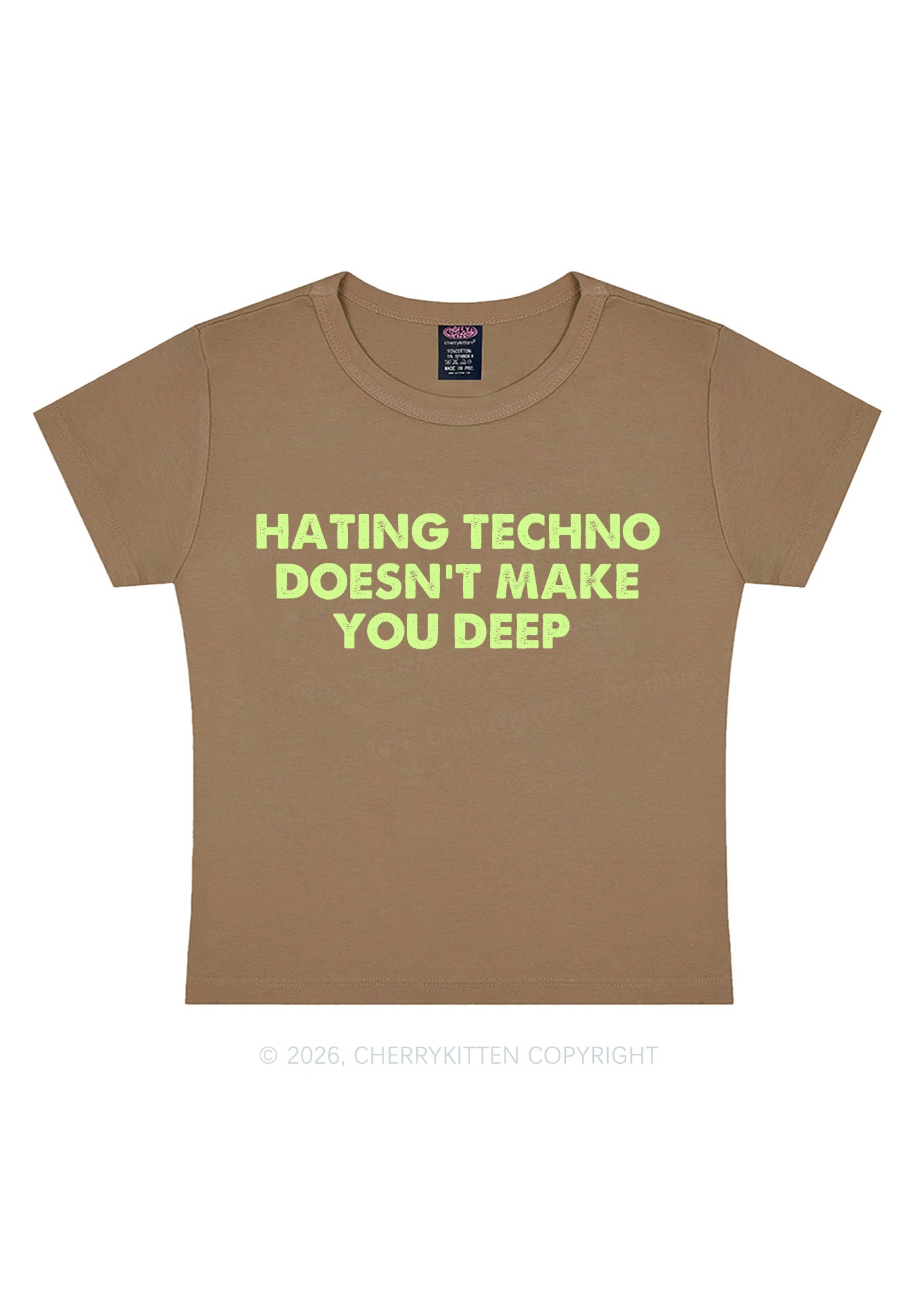 Hating Techno Doesnt Make You Deep Y2K Baby Tee Cherrykitten