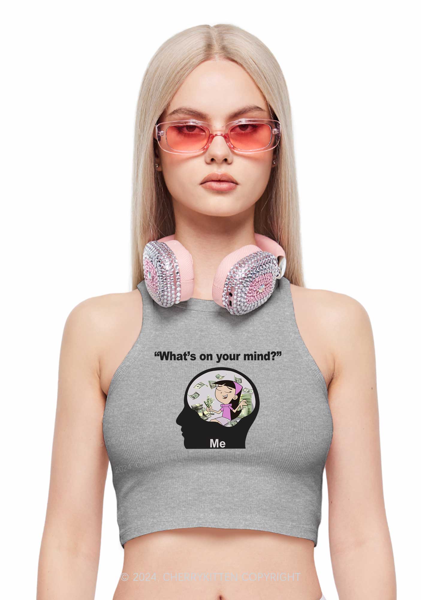 What's On Your Mind Y2K Crop Tank Top Cherrykitten