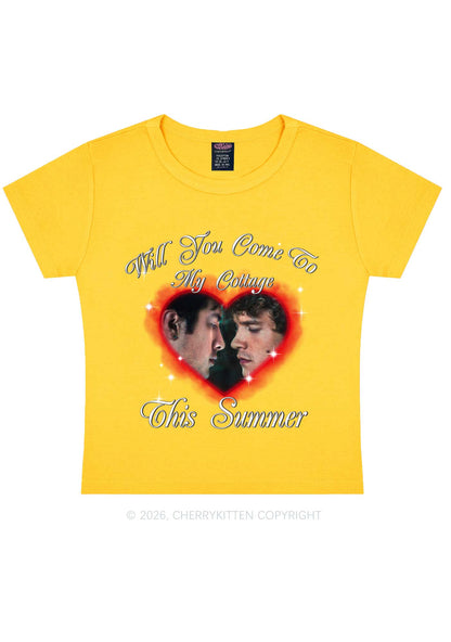 Come To My Cottage This Summer HR Y2K Baby Tee Cherrykitten