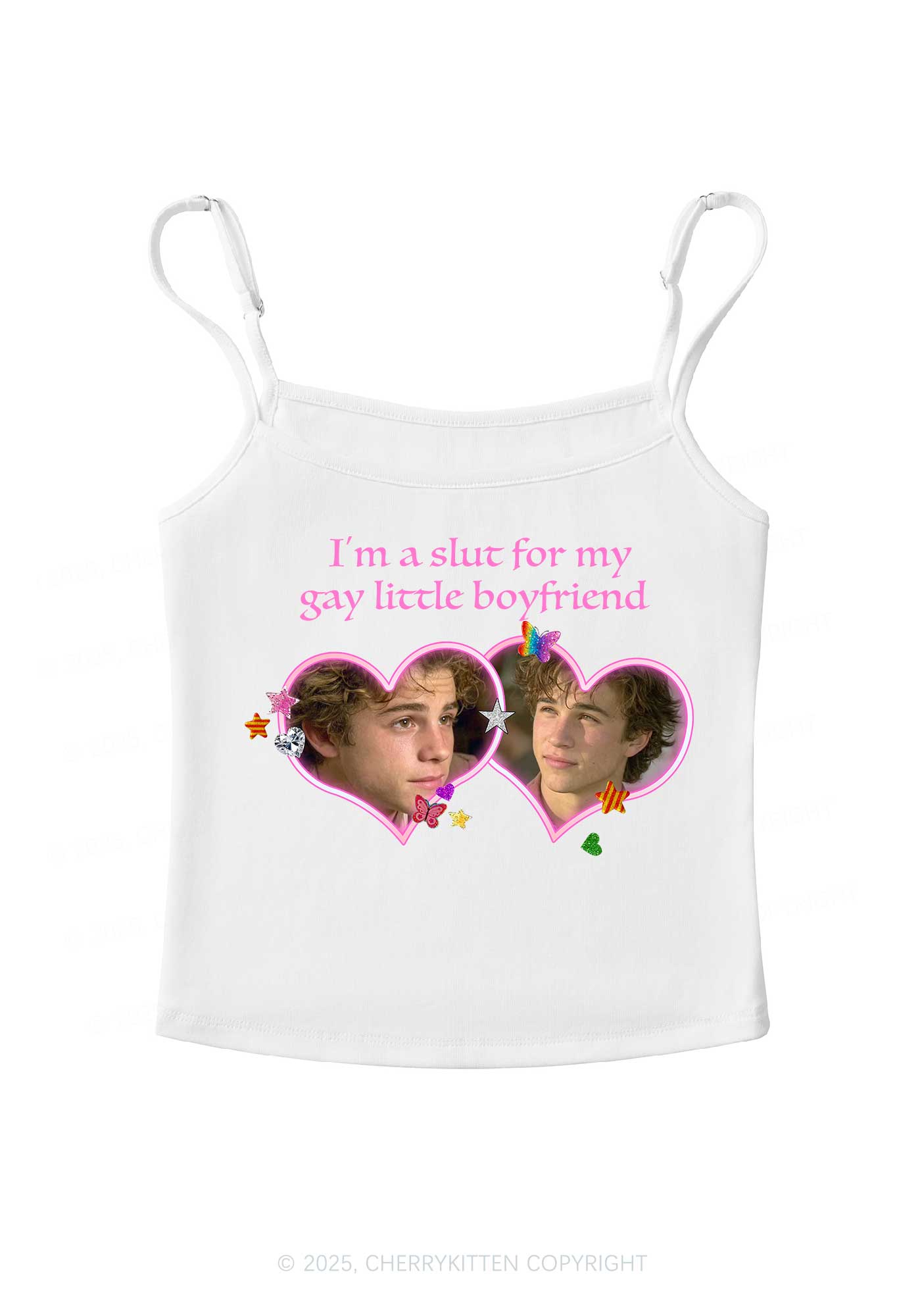 Custom Slxt Gay BF Photo Y2K Spaghetti Strap Cami Cherrykitten
