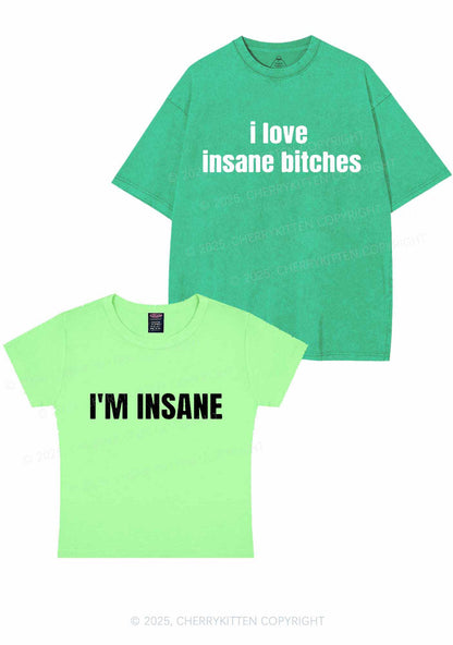 I Love Insane Y2K Valentine's Day Couple Shirt Cherrykitten
