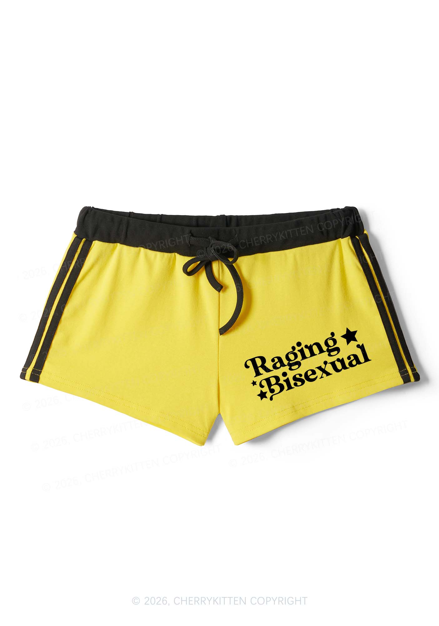 Raging Bisexual Pride Y2K Drawstring Mini Shorts Cherrykitten