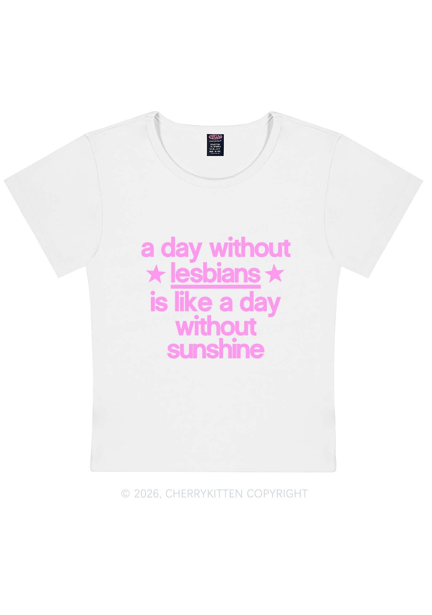 Lesbians Is Like Sunshine Pride Y2K Baby Tee Cherrykitten