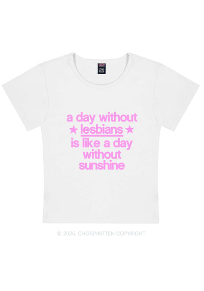 Lesbians Is Like Sunshine Pride Y2K Baby Tee Cherrykitten