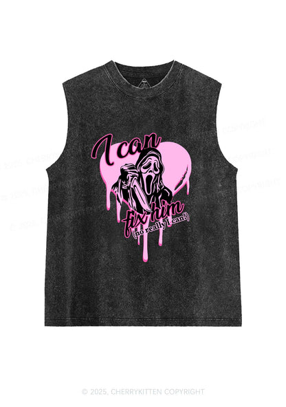 Halloween Ghost Fix Him Y2K Washed Muscle Tank Cherrykitten