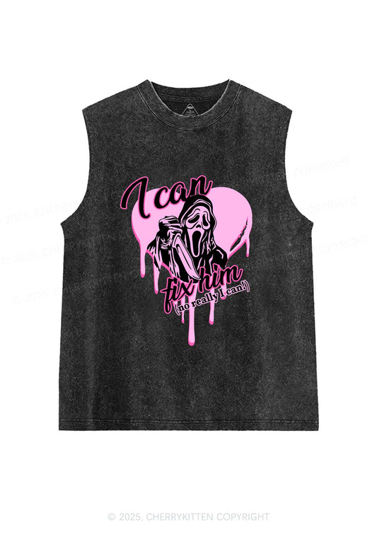Halloween Ghost Fix Him Y2K Washed Muscle Tank Cherrykitten