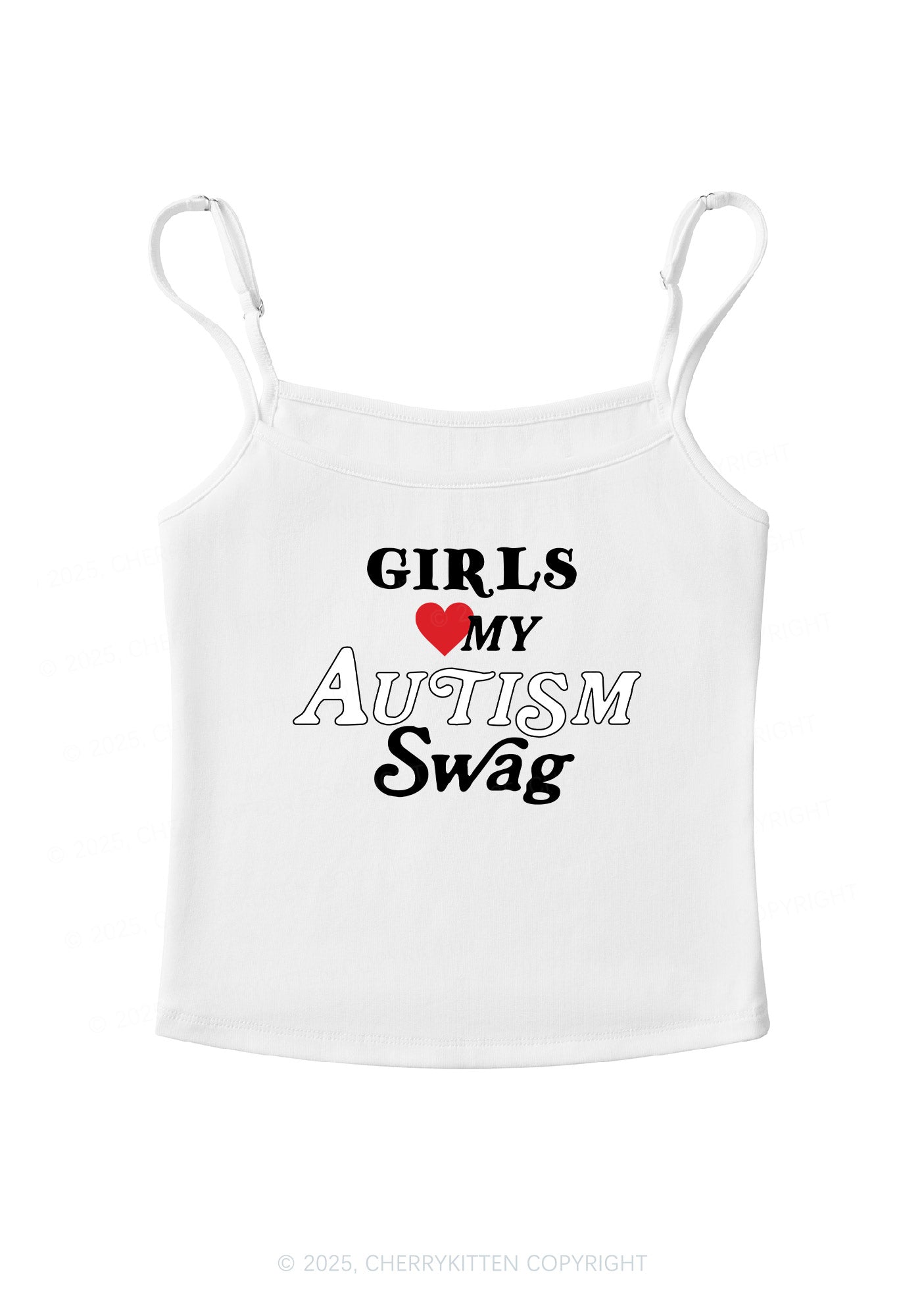 Girls Love Autism Swag Y2K Spaghetti Strap Cami Cherrykitten