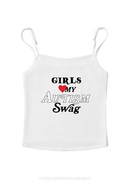 Girls Love Autism Swag Y2K Spaghetti Strap Cami Cherrykitten