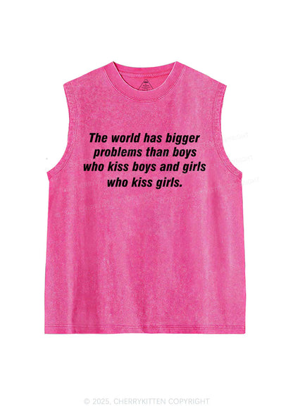 Who Kiss Girls Pride Y2K Washed Muscle Tank Cherrykitten