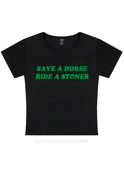 Save Horse Ride Stoner Y2K Baby Tee Cherrykitten