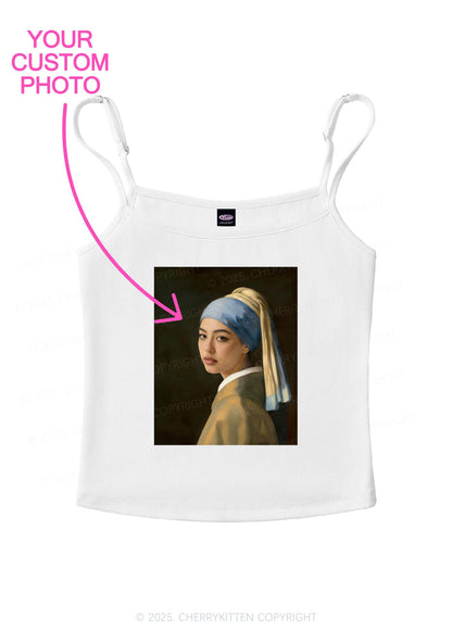 Custom Pearl Portrait Y2K Spaghetti Strap Cami Cherrykitten