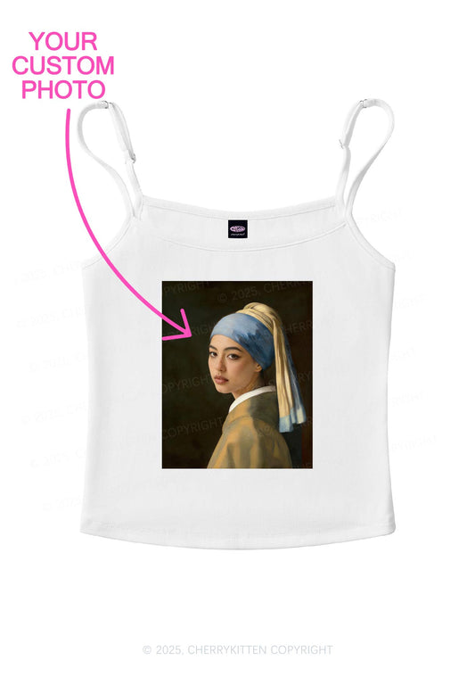 Custom Pearl Portrait Y2K Spaghetti Strap Cami Cherrykitten