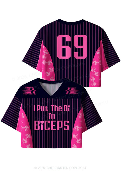 I Put The Bi In Biceps Pride Y2K Crop Sport Jersey Shirts Cherrykitten