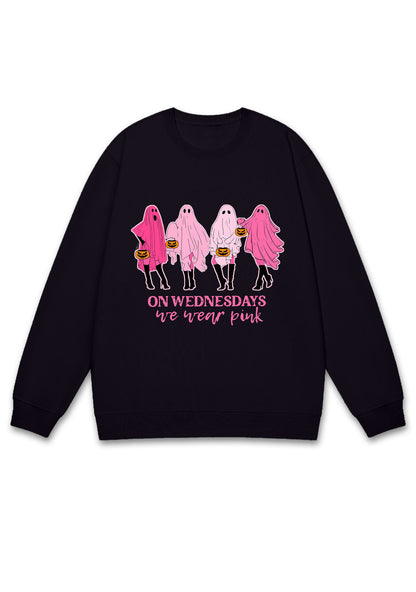 On Wednesday We Wear Pink Ghost Halloween Y2K Sweatshirt Cherrykitten