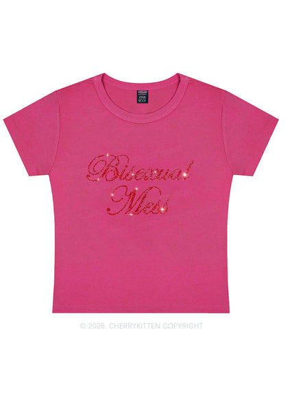 Rhinestone Bisexual Mess Pride Y2K Baby Tee Cherrykitten