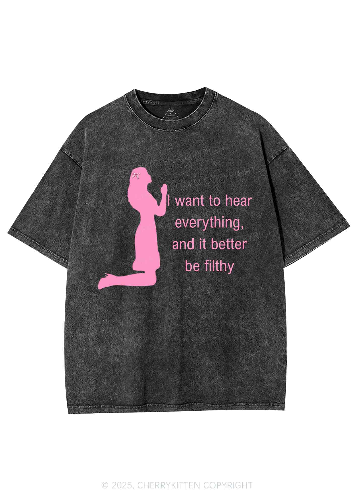 I Want To Hear Everything Y2K Shirts Washed Tee Cherrykitten
