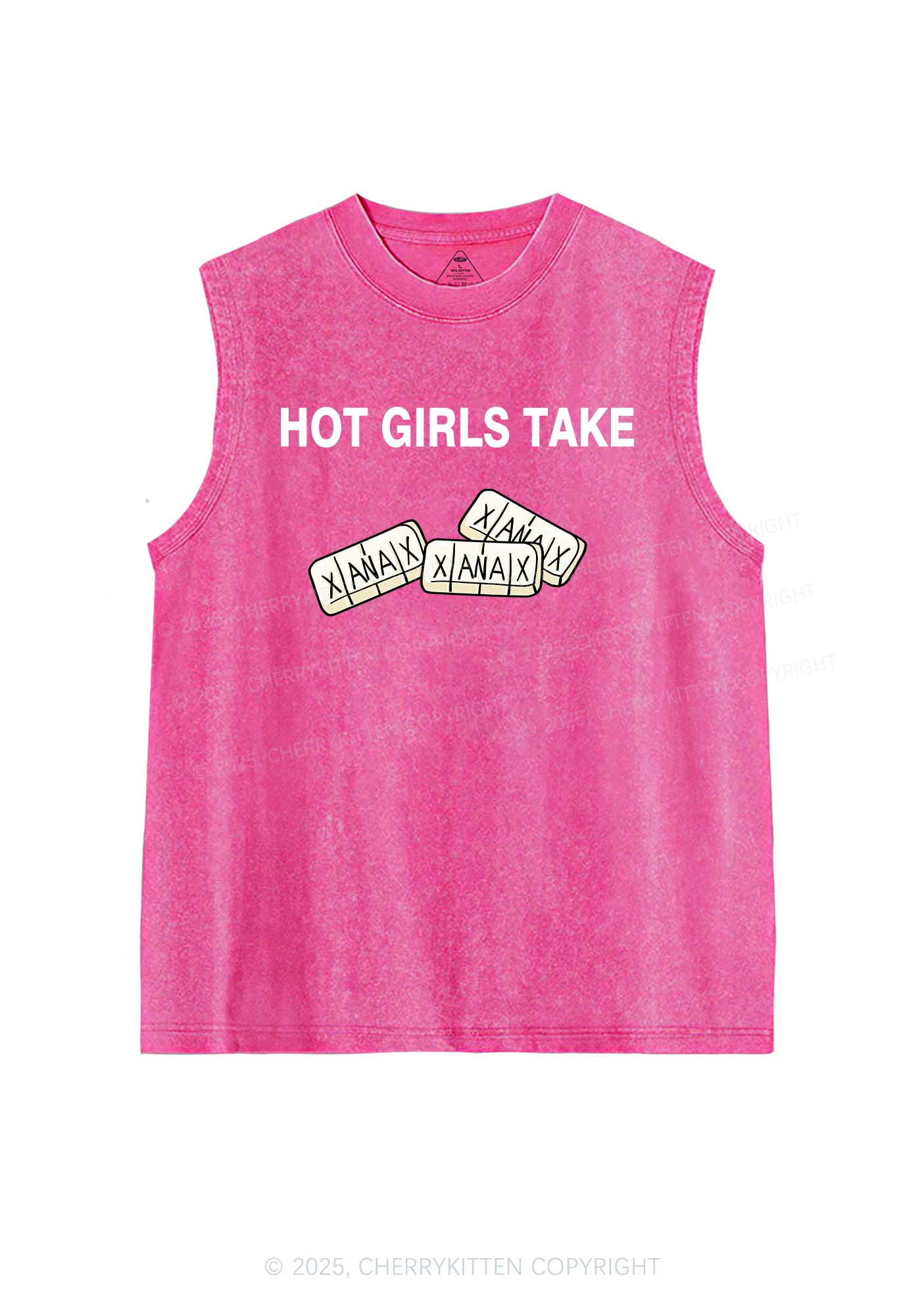 Hot Girls Take Xanax Y2K Washed Muscle Tank Cherrykitten