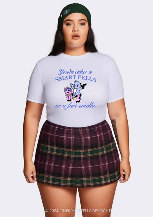Curvy Smart Fella Y2K Baby Tee Cherrykitten