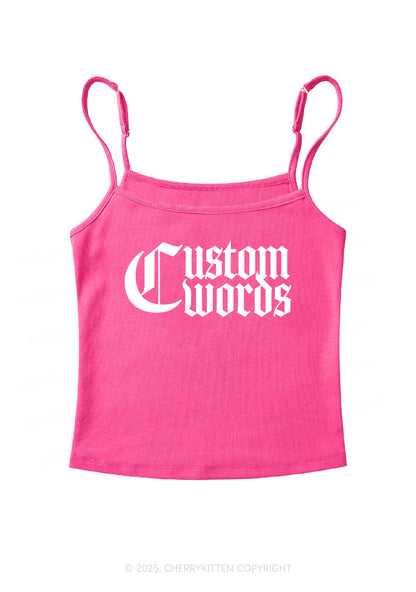 Custom Text Gothic Font Y2K Spaghetti Strap Cami Cherrykitten